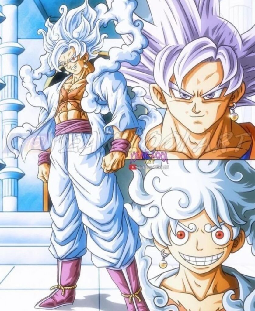 Ilustração revela o visual da fusão entre Goku e Luffy Gear 5