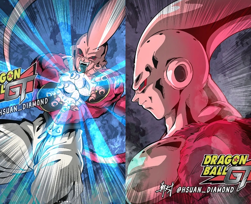 Este seria o visual de uma fusão entre Majin Buu e Goku Super Saiyajin 4